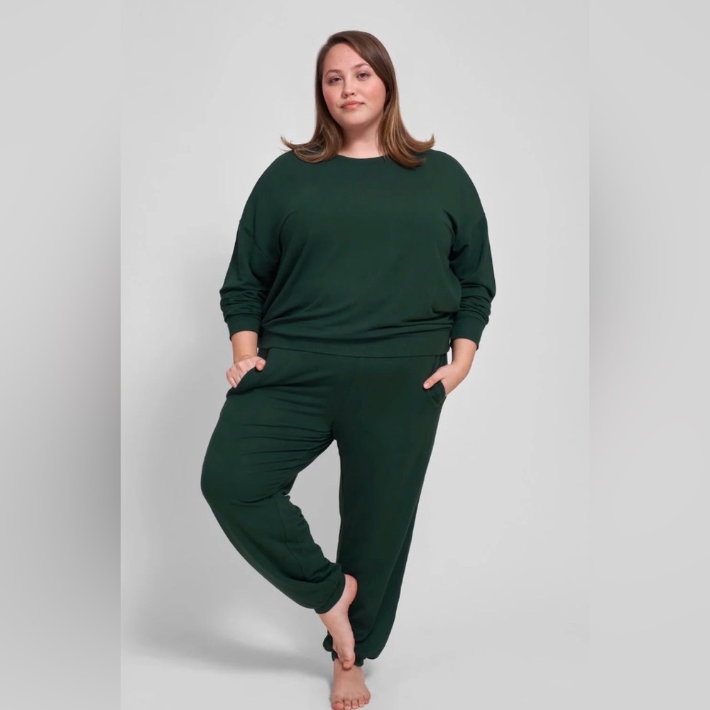 NWT Universal Standard 2XS (6_8) Bridget Luxe Fine Terry Jogger, Forest Green